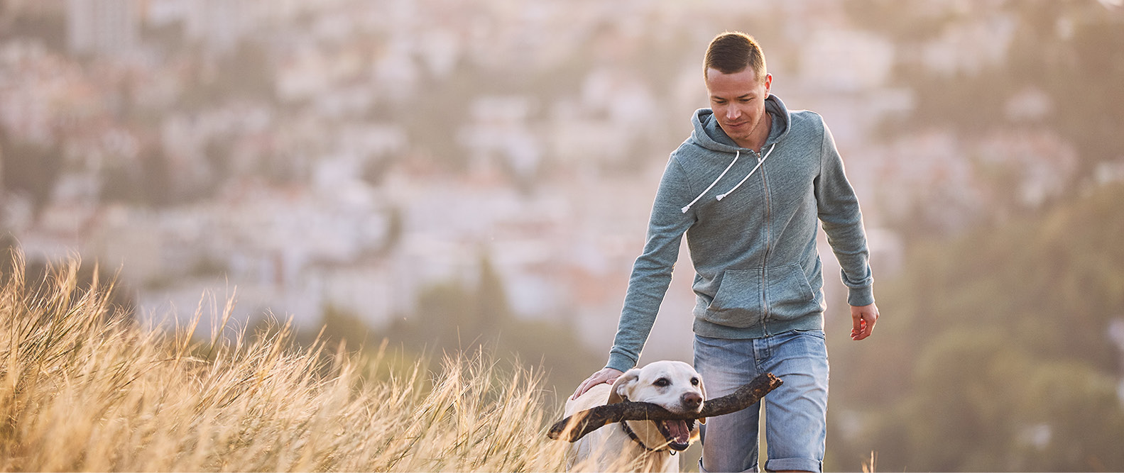 A guy with his dog